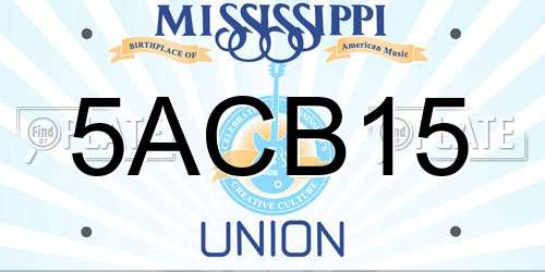5ACB15 Mississippi License Plate