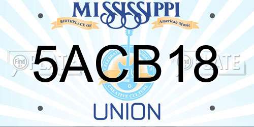 5ACB18 Mississippi License Plate