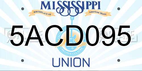 5ACD095 Mississippi License Plate