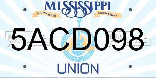 5ACD098 Mississippi License Plate