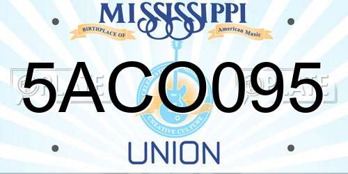 5ACO095 Mississippi License Plate