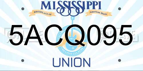 5ACQ095 Mississippi License Plate