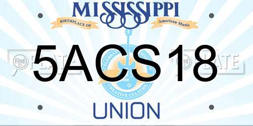 5ACS18 Mississippi License Plate