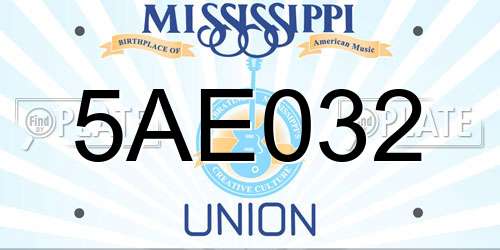 5AE032 Mississippi License Plate
