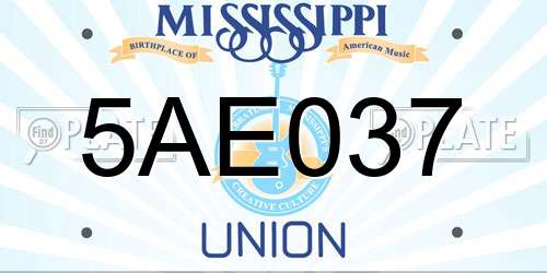 5AE037 Mississippi License Plate