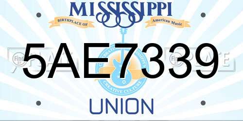 5AE7339 Mississippi License Plate