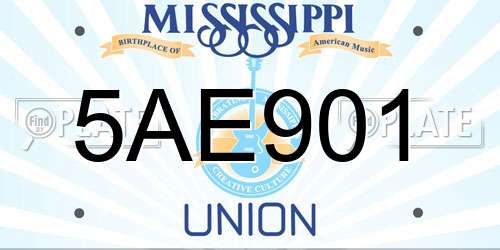 5AE901 Mississippi License Plate