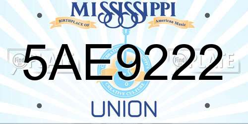 5AE9222 Mississippi License Plate