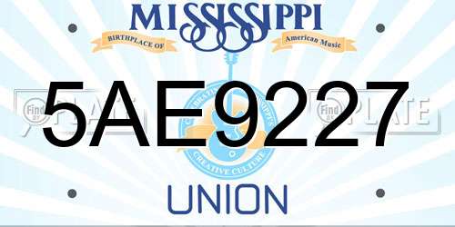 5AE9227 Mississippi License Plate