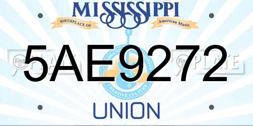 5AE9272 Mississippi License Plate