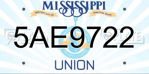 5AE9722 Mississippi License Plate