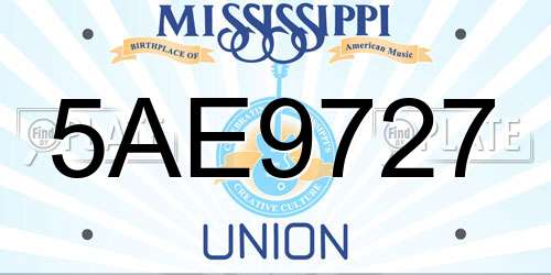 5AE9727 Mississippi License Plate
