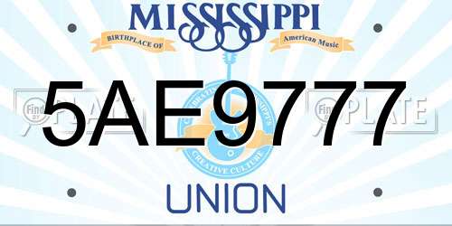 5AE9777 Mississippi License Plate