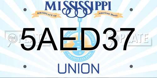 5AED37 Mississippi License Plate