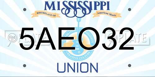 5AEO32 Mississippi License Plate