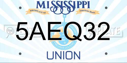 5AEQ32 Mississippi License Plate
