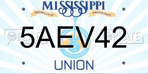 5AEV42 Mississippi License Plate