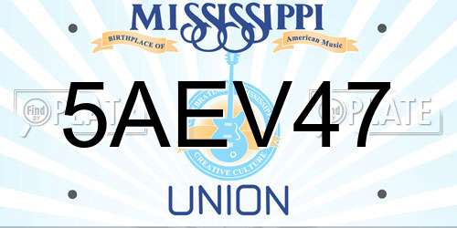 5AEV47 Mississippi License Plate