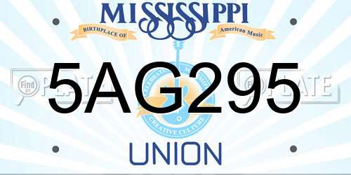 5AG295 Mississippi License Plate