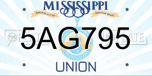 5AG795 Mississippi License Plate
