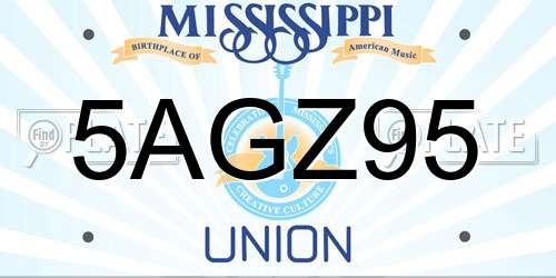 5AGZ95 Mississippi License Plate