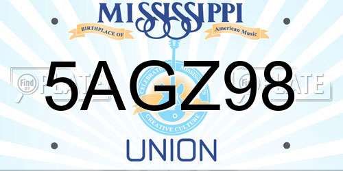 5AGZ98 Mississippi License Plate