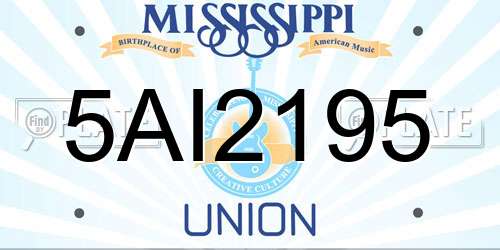 5AI2195 Mississippi License Plate