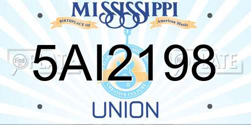 5AI2198 Mississippi License Plate