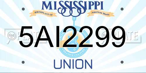 5AI2299 Mississippi License Plate