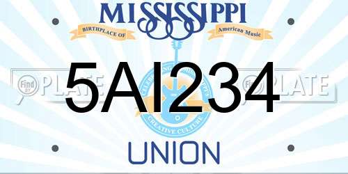 5AI234 Mississippi License Plate