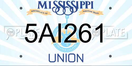 5AI261 Mississippi License Plate