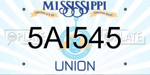 5AI545 Mississippi License Plate