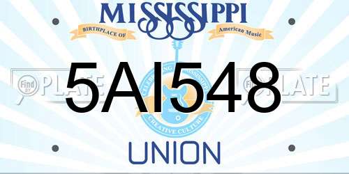5AI548 Mississippi License Plate