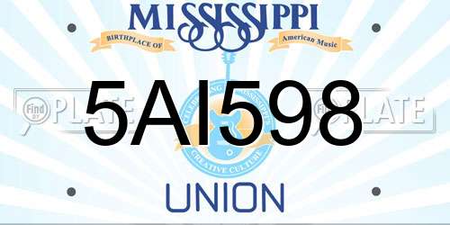 5AI598 Mississippi License Plate