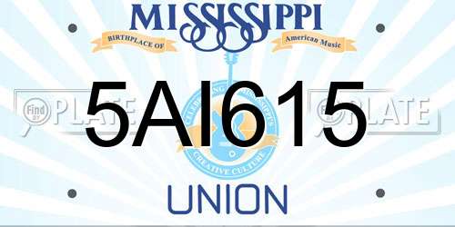 5AI615 Mississippi License Plate