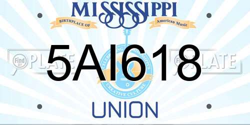 5AI618 Mississippi License Plate