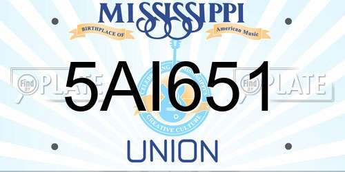 5AI651 Mississippi License Plate
