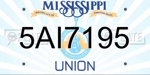 5AI7195 Mississippi License Plate