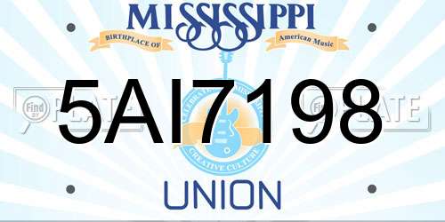 5AI7198 Mississippi License Plate