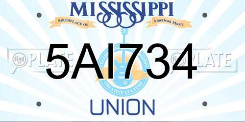 5AI734 Mississippi License Plate