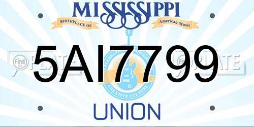 5AI7799 Mississippi License Plate