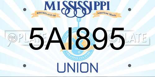 5AI895 Mississippi License Plate