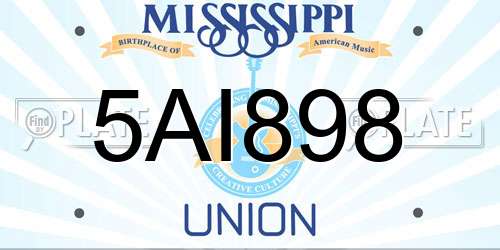 5AI898 Mississippi License Plate