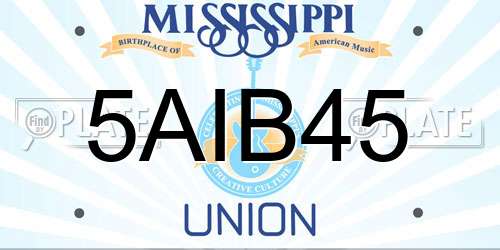 5AIB45 Mississippi License Plate