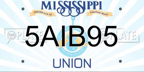 5AIB95 Mississippi License Plate