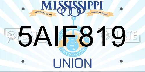 5AIF819 Mississippi License Plate