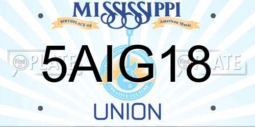5AIG18 Mississippi License Plate