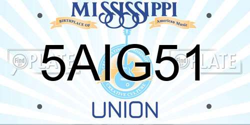 5AIG51 Mississippi License Plate