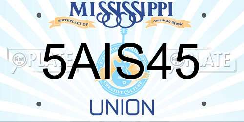 5AIS45 Mississippi License Plate