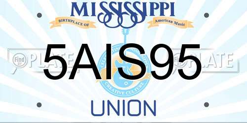 5AIS95 Mississippi License Plate